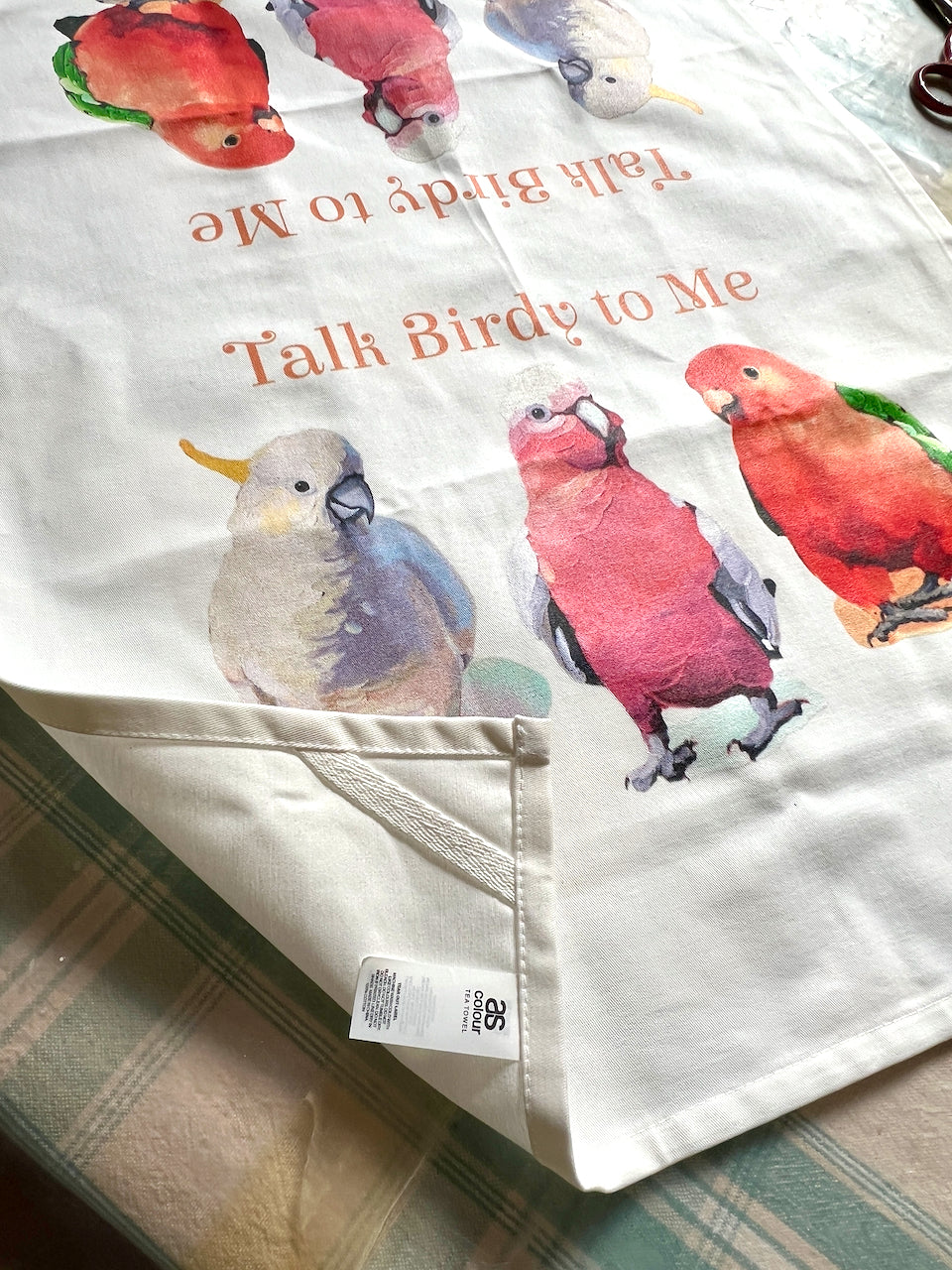 "Talk Birdy to me" tea towel