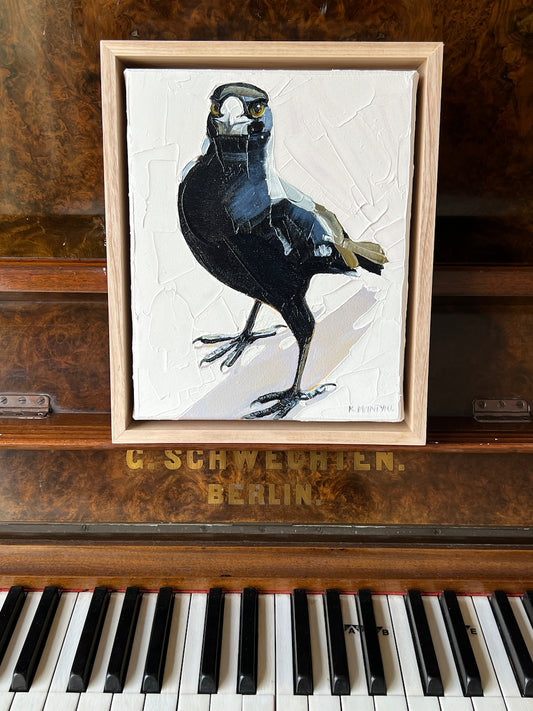 Amber alert- original framed magpie art