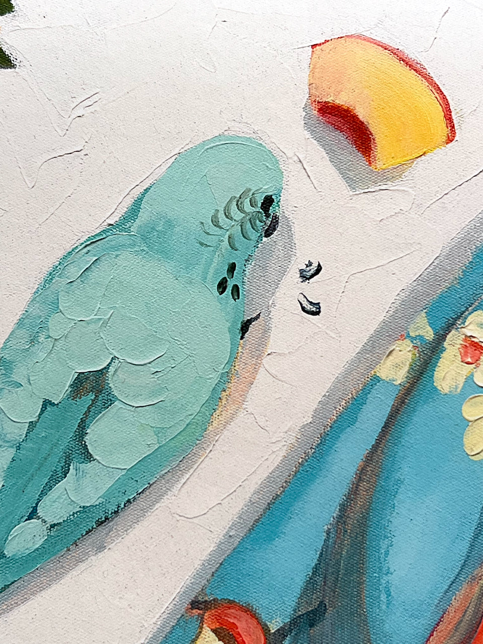 Budgies and spinning gum- Giclee print limited edition of 20 available in two sizes