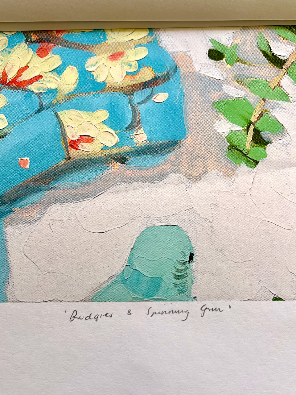 Budgies and spinning gum- Giclee print limited edition of 20 available in two sizes