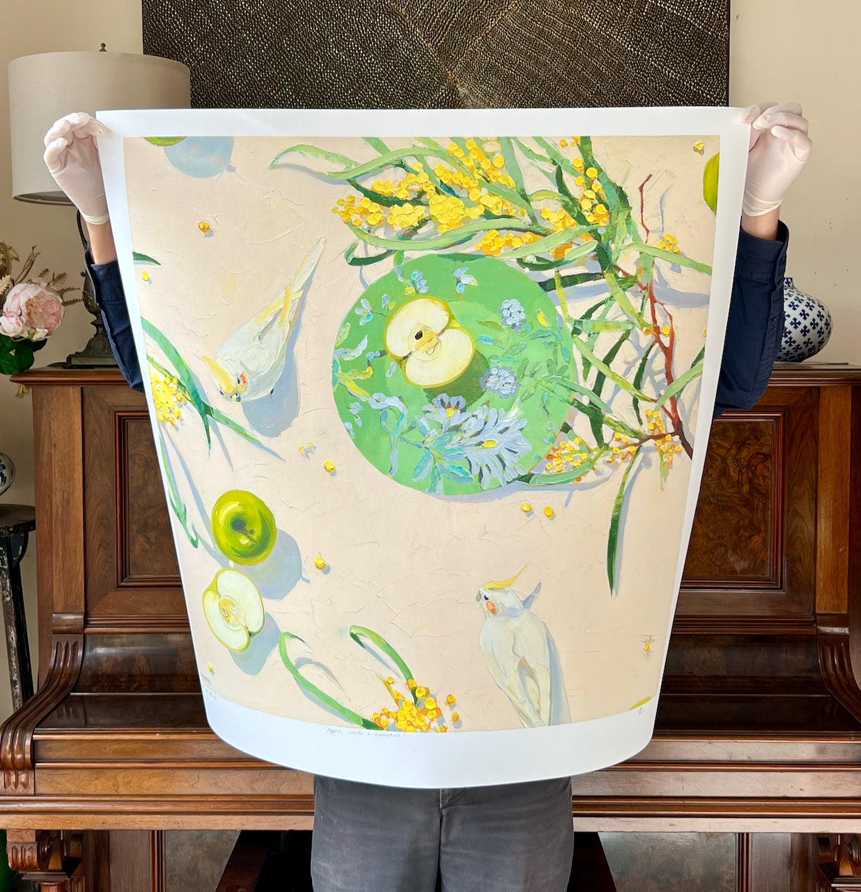 Apples, wattle and cockatiels- Giclee print limited edition of 20 available in two sizes