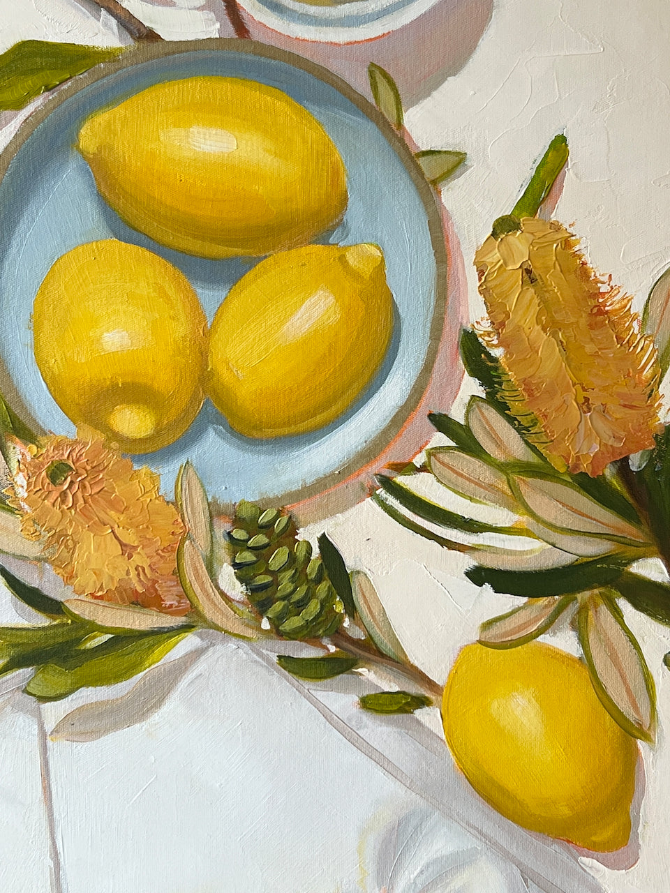 Willy wagtails, banksias, coffee for two and Por Por's china (RESERVED)