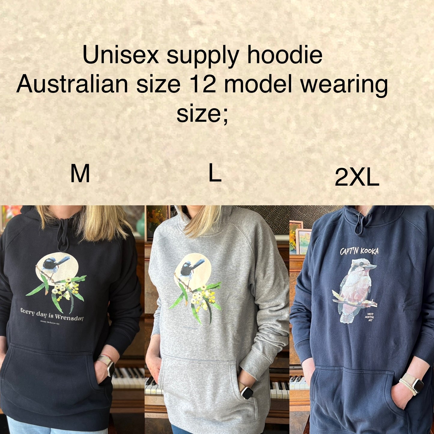 "Every day is Wrensday" blue wren unisex hoodie