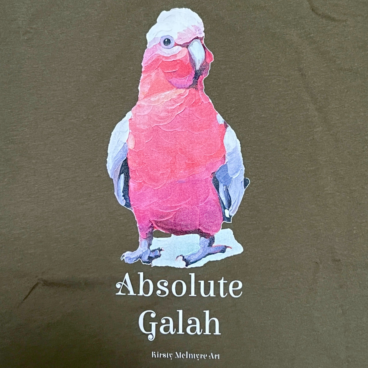 Absolute galah tshirt design by australian artist, Kirsty McIntyre