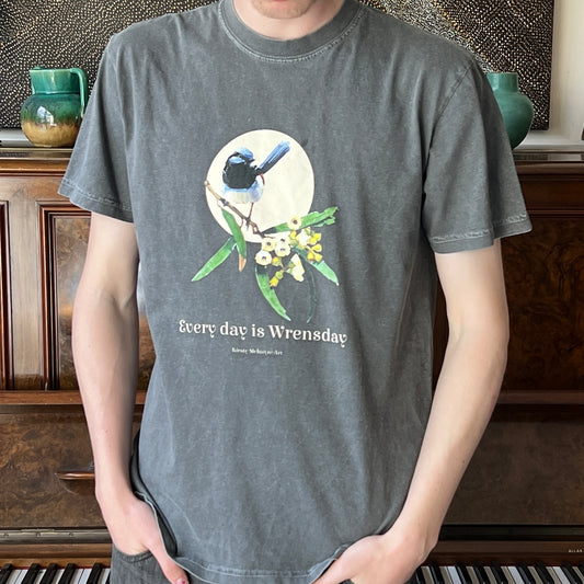Blue wren "Every Day is Wrensday" comfort colors unisex tee