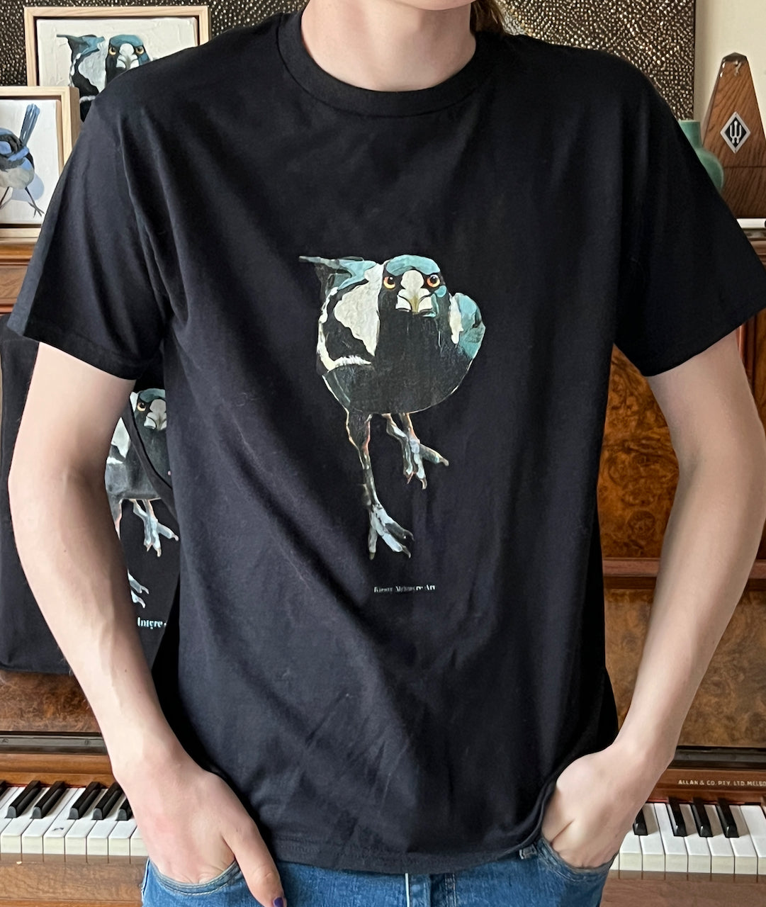 original art fierce mapgie tshirt designed in australia by kirsty mcintyre artist