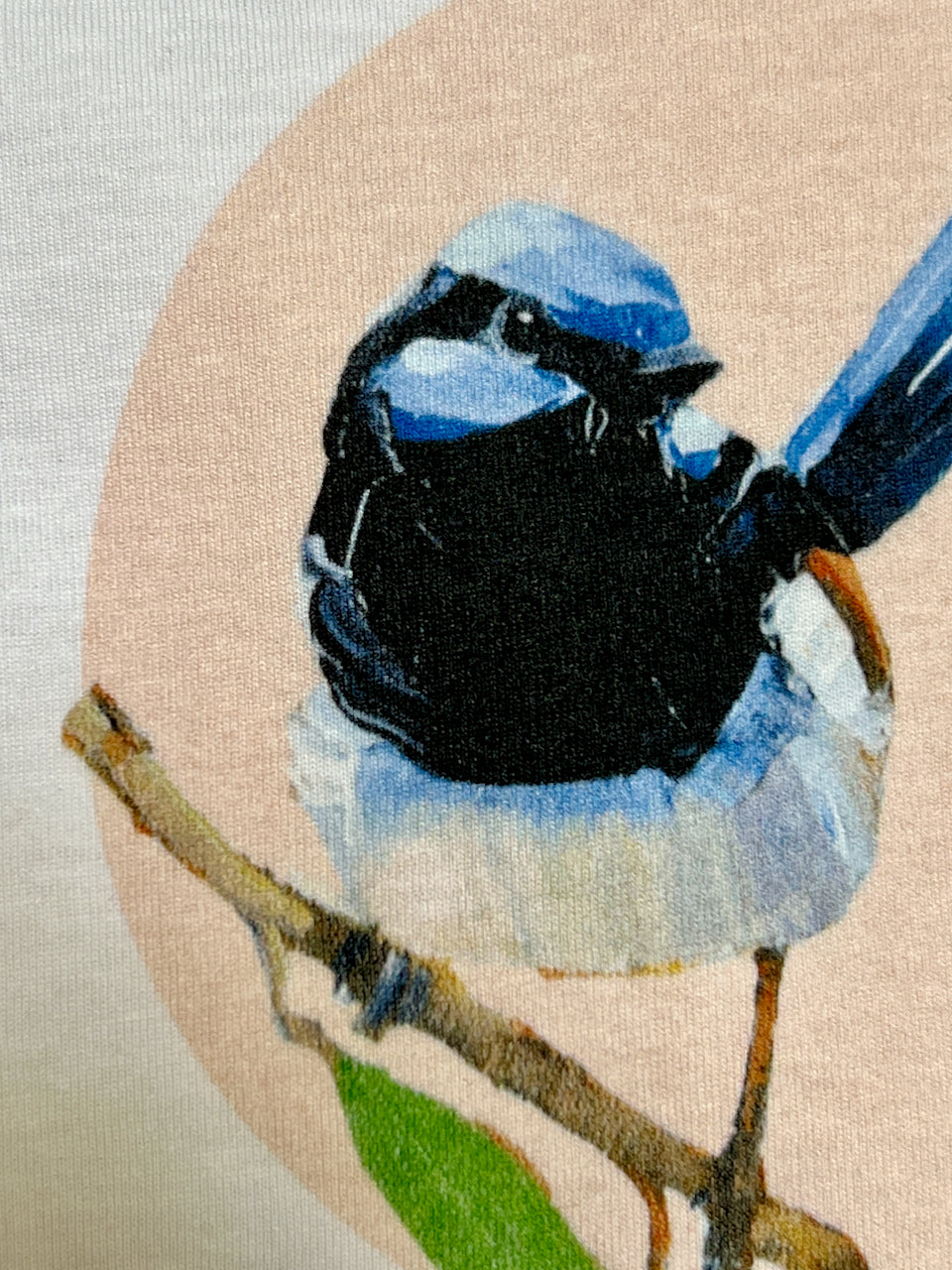 Blue wren and blossom Womens maple tee