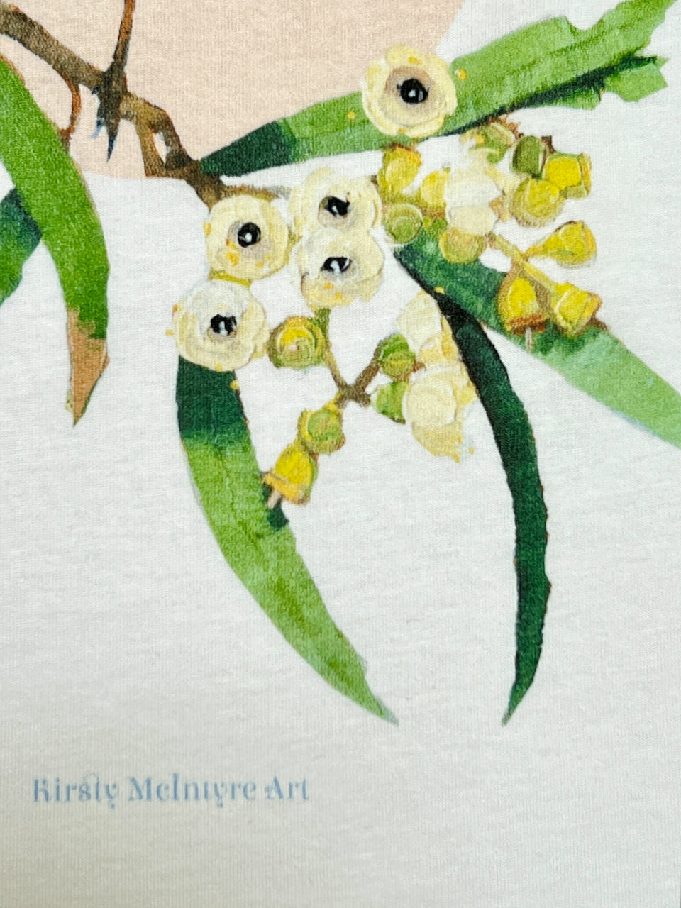 Blue wren and blossom Womens maple tee