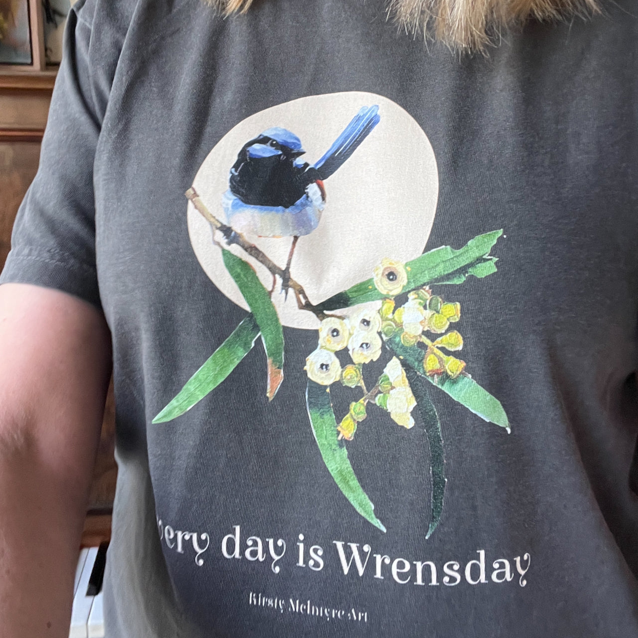 Blue wren "Every Day is Wrensday" comfort colors unisex tee