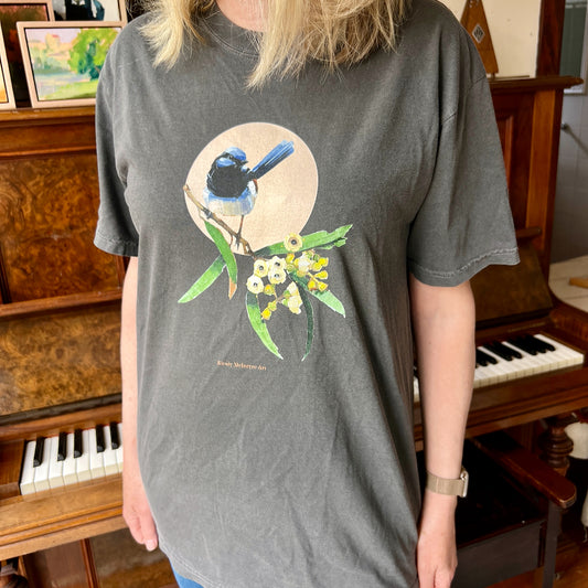 Blue wren and blossom comfort colors unisex tee (image/signature only)
