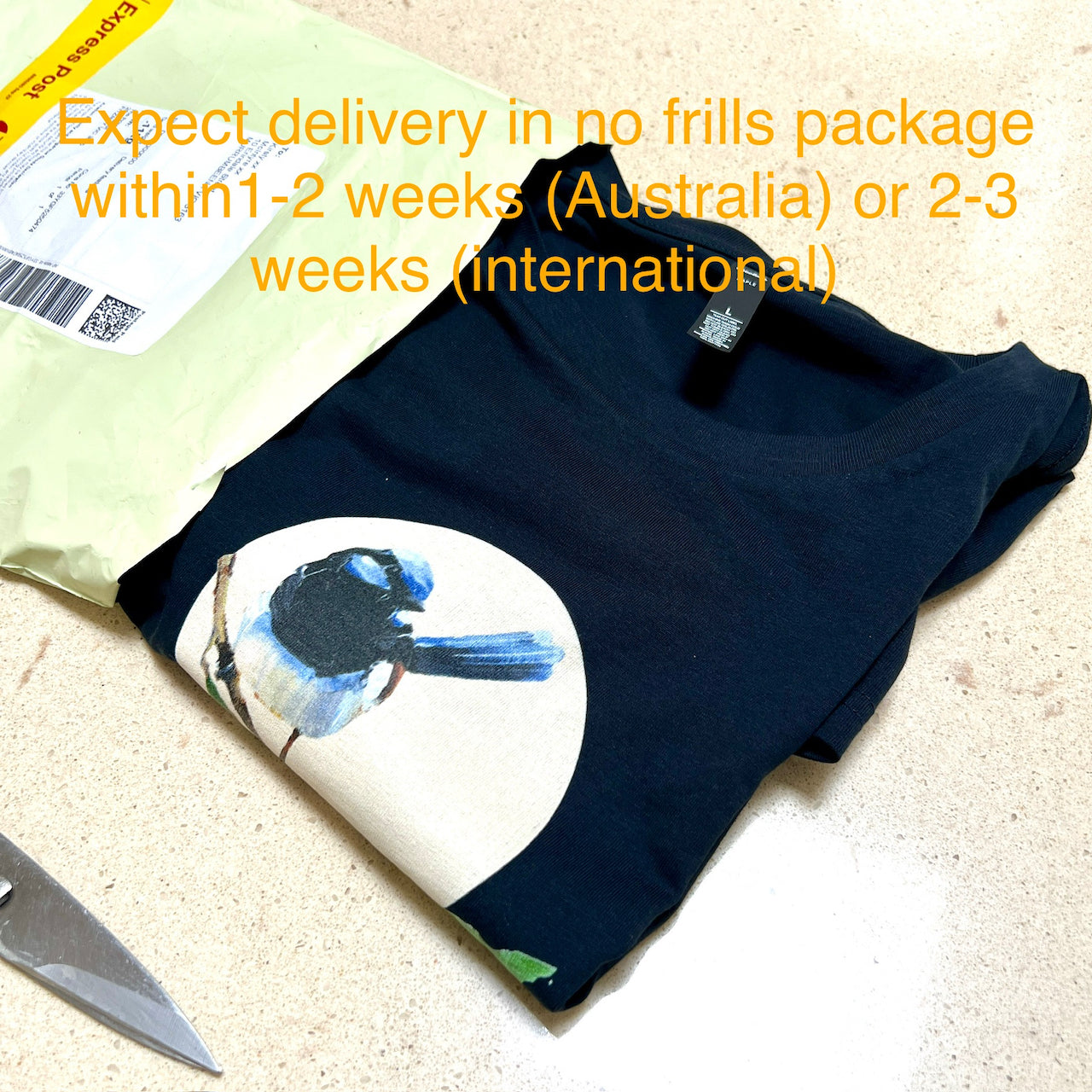 Blue wren and blossom Womens maple tee