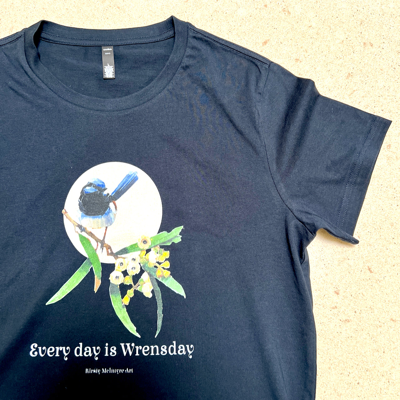 "Every Day is Wrensday" Womens blue wren maple tee