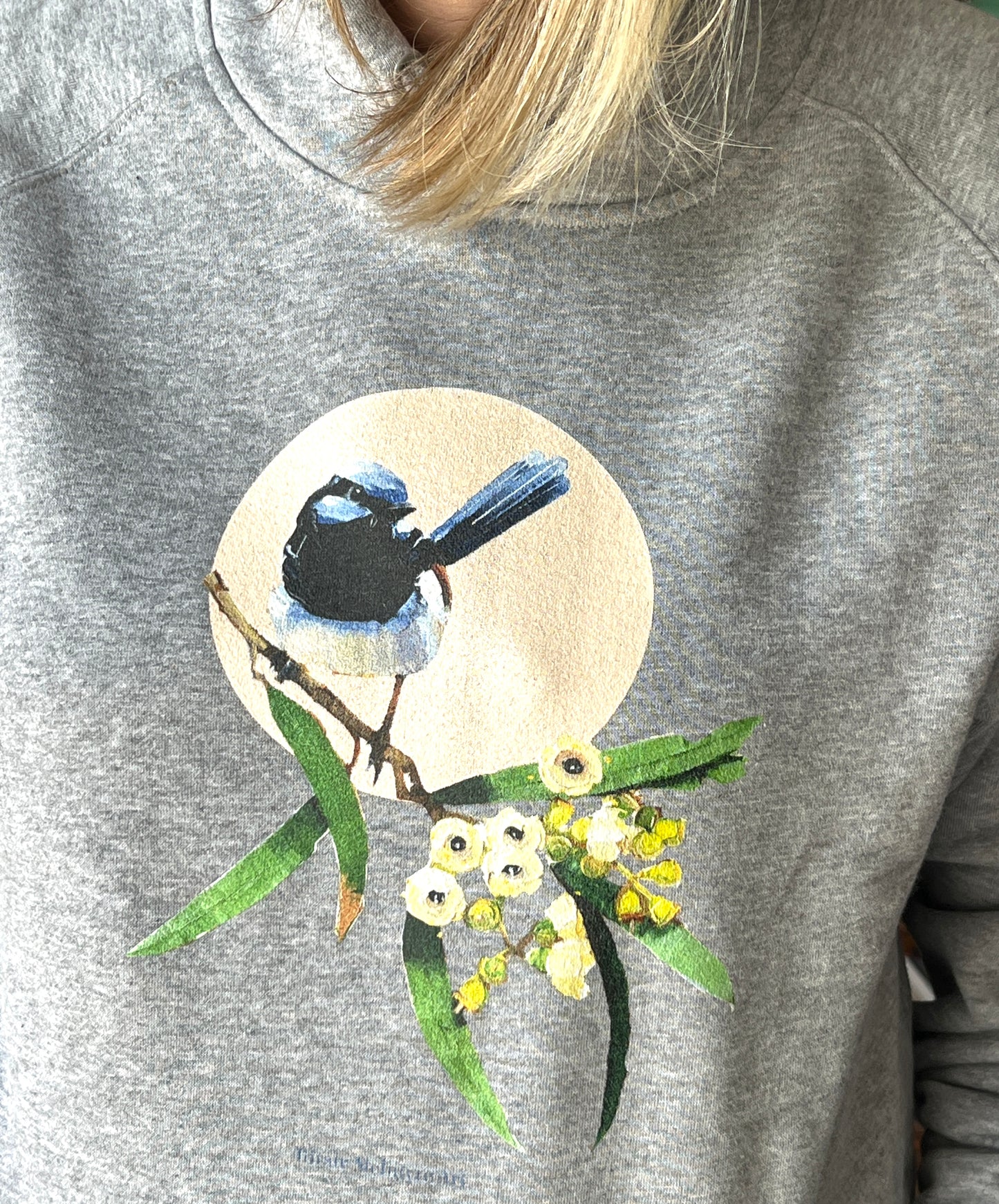 Blue wren and blossom unisex hoodie