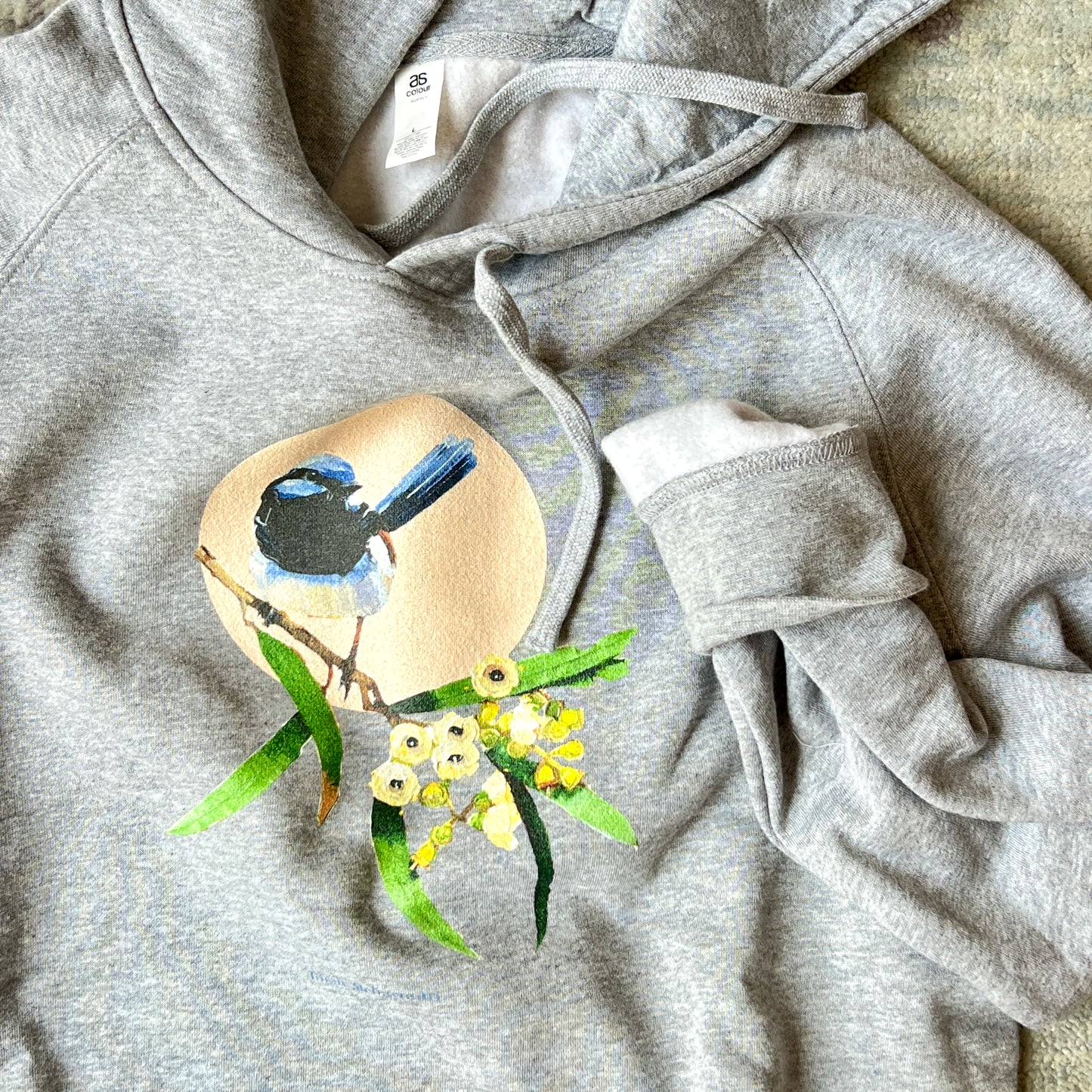 Blue wren and blossom unisex hoodie