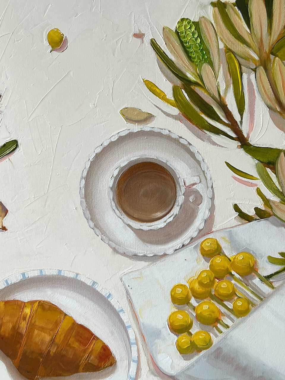 Willy wagtails, banksias, coffee for two and Por Por's china (RESERVED)