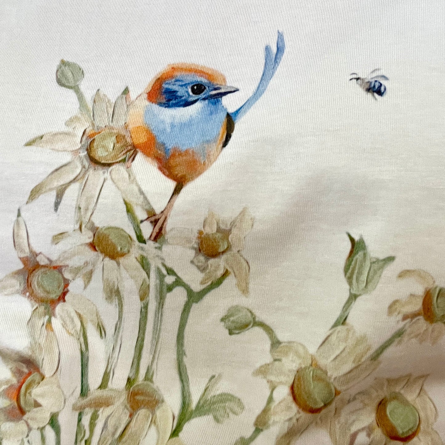 Blue wren with flannel flowers comfort colors unisex tee