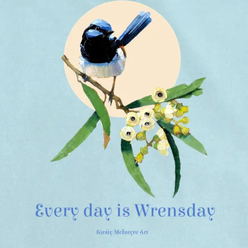 Blue wren "Every Day is Wrensday" comfort colors unisex tee